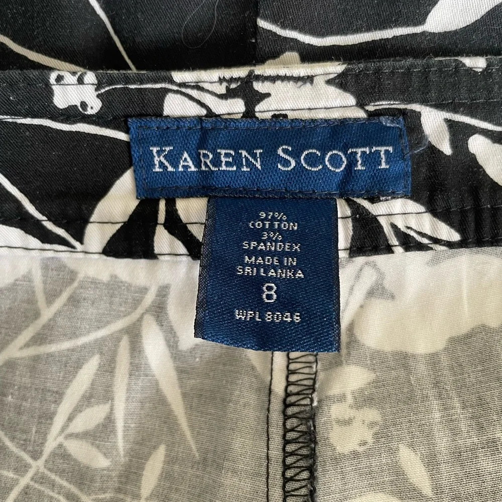 Karen Scott‎ Tropical Floral Black and White Skirt/Skort, Size 8